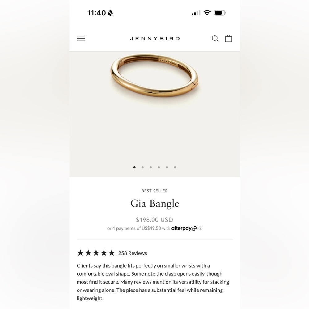 Jenny Bird Gold Gia Bangle Bracelet